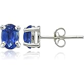Sterling Silver Genuine Kyanite 6x4mm Oval Stud Earrings