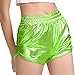 Perfashion Neon Shorts for Women Shiny Booty Shorts Neon Green Shorts S