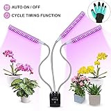 Grow Light, Plant Lights for Indoor Plants, Auto ON/Off Timing Plant Grow Lamp with Red, Blue Spectrum, 10 Dimmable Levels, 3-Head Divide Control Flexible Gooseneck Arm (Strip - 30 W)