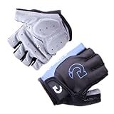 Masione® Padded Ventilated Bike Bicycle Cycling Mountain Road Half Gel Silicone Antiskid Finger Gloves/ Half Finger Gloves / Sport Gloves Mitten/ Fingerless Cycle mitts, Soft durable microfiber Material with Velcro Strap -Black with Blue -M