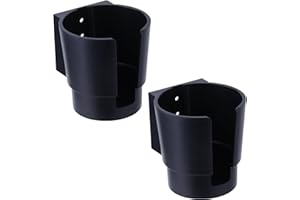 JAZBREY Universal Large Cup Holder Wall Mount, Heavy Duty Plastic Drink Holder for Boat Car Truck RV Bus Tractor Wall Wood, Vertical or Horizontal Mount, Fit Most Cups, Bottles, Cans, Tumblers Black Pack of 2