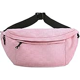 KlaOYer Checkered Fanny Pack for Women Travel Waist Pack Plaid Sling Bag Trendy Fashion Crossbody Purse Belt Chest Handbag (Pink)