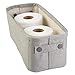 InterDesign Wren Cotton Fabric Bathroom Storage Bin for Magazines, Toilet Paper, Bath Towels - Small, Light Gray