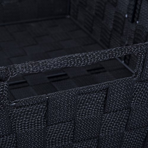 DII Durable Trapezoid Woven Nylon Storage Bin or Basket for Organizing Your Home, Office, or Closets (Tray - 13x15x5") Black - Set of 2 - Thumbnail 2