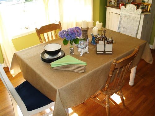 Polyester Prairie Burlap Tablecloth (wheat, 45x45 Square)