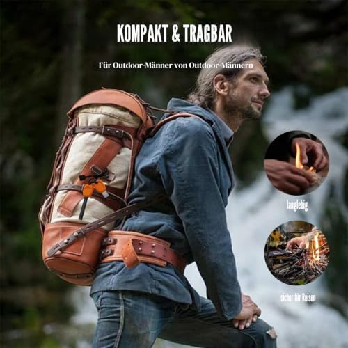 1 x Feuer-Starter-Set, Feuerstein und Stahl, Überlebenswerkzeug für den Außenbereich, Notfall-Überlebenswerkzeug für Reisen, Camping, Wandern (2 Stück)