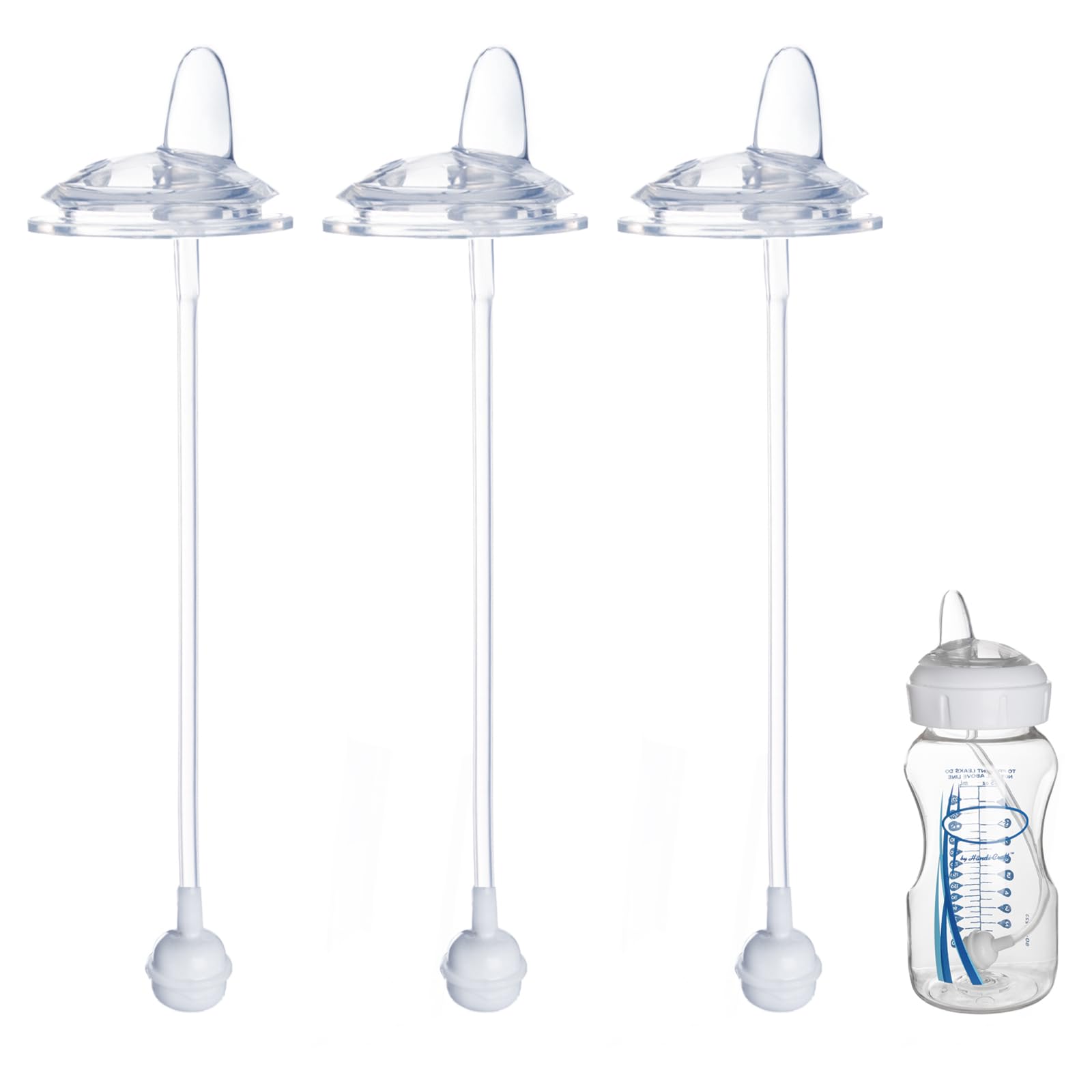 Photo 1 of 3 Pack Weighted Straw Cup Conversion Kit Compatible with Dr Browns Wide Neck Bottles, Soft Straw Bottle Top Conversion Kit, No-Spill, Transition Kit with Silicone Straws Nipple