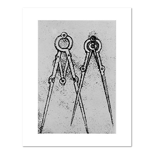 Two types of adjustable-opening compass, fol. 108v from Paris Manuscript H by Leonardo da Vinci, 1493-94. Art Print