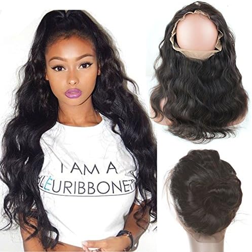 XCCOCO Hair 7A Grade 360 Frontal Brazilian Virgin Hair Extensions Brazilian Body Wave Lace Closure Popular 360 Lace Frontal 22"x4"x2" Lace Frontal Band WIith Baby Hair Bleached Knots12Inch