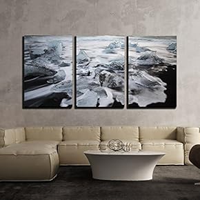 3 Piece Canvas Wall Art - Iceberg Floating on The Sea - Modern Home Art Stretched and Framed Ready to Hang - 16"x24"x3 Panels
