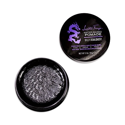 Billy Jealousy Lunatic Fringe Water-Based Pomade for Men, Strong Hold, High Shine, Water Soluble and Vegan Hair Product Ideal for Medium to Long Thick Mane, 3 oz