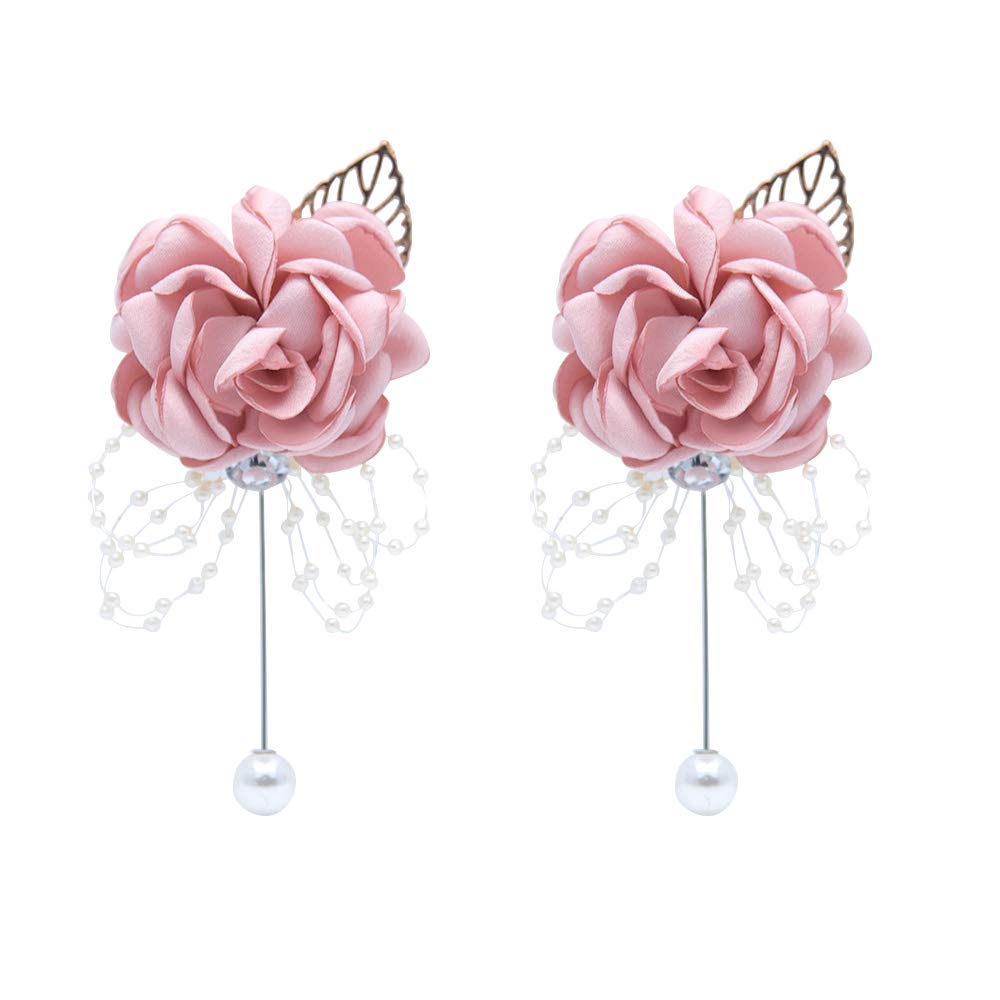 shiwaki 2pcs wedding supplies decoration girl bridesmaid boutonniere prom party boutonniere wedding decoration gift (Champagne)