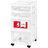 IRIS USA 4-Drawer Rolling Storage Cart, White/Clear | Keep classroom supplies, teacher essentials, craft materials, and learning tools organized with easy-access drawers.