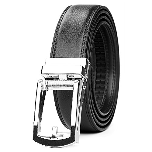 WERFORU Leather Ratchet Dress Belt for Men Perfect Fit Waist Size Up to 44" with Automatic Buckle