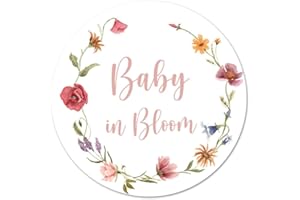 INVITATIONHOUSE 1.5" Round Baby in Bloom Baby Shower Favor Stickers - Set of 60 (Wildflower)