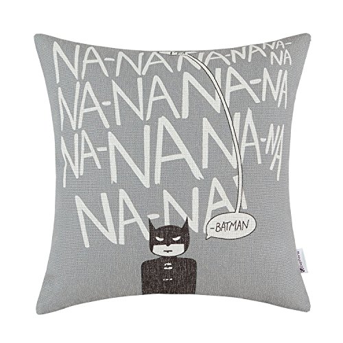 Euphoria Home Decorative Cushion Covers Pillows Shell Cotton Linen Blend Comic Superheroes Batman Print Gray Color 18