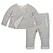 Burt's Bees Baby girls Top and Pant Set, Tunic Leggings Bundle, 100% Organic Cotton Gift Set, Heather Grey Kimono, 0-3 Months US
