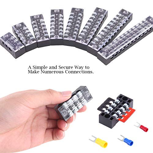 Glarks 70Pcs(5Sets) Terminal Block Set, 5Pcs 4 Positions 600V 15A Dual