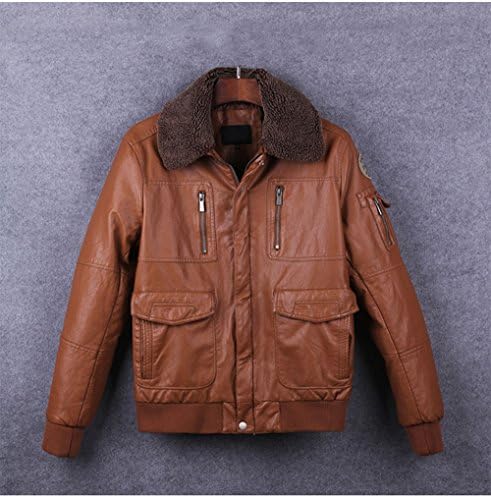 kenntrice Men's Leather Outwear Jacket/Air Force Pilot Jacket (XL, Yellow)