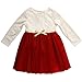 Youngland Girls' Long Sleeve Textured Knit to Mesh Occasion Dress