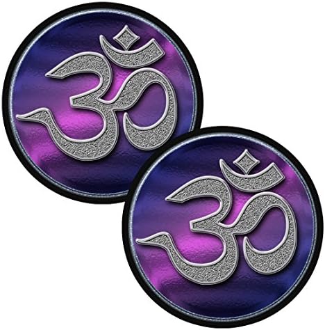 Om "Purple Royalty" 2 Pack Circle Stickers - LS301 - LAMINATED - Yoga spiritual Mantra Aum Vinyl Decal Wall Car.laptop decore