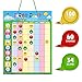 SpriteGru Magnetic Reward Behavior Chore Chart for Kids, 60 Foam Backing Illustrated Chores,34 Blank for Customization,100 Smile in Red, Yellow, Blue. X- Large,17X12 inch.Hanging Loop Ready!