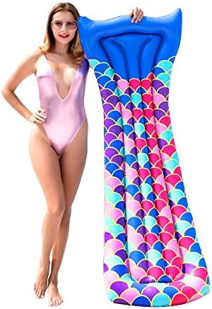 GABOSS Giant Mermaid Pool Floats Outdoor Vacation Beach Large Funny Party Toys Summer Swimming Inflatable Pool Floatie Ride On Lounge Raft Decorations Toys for Adults &amp; Kids