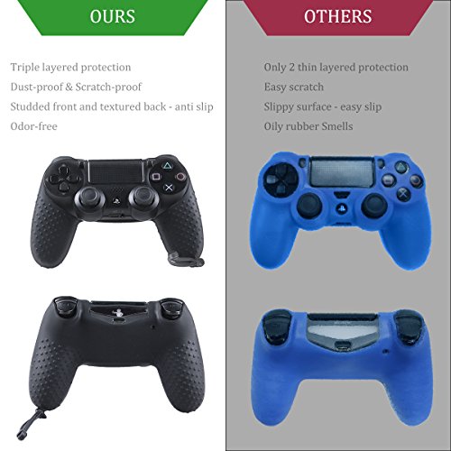 Skin for PS4 Controller - Silicone Covers for DualShock 4 - Anti-slip Protector with Hand Strap Case Set for Sony PS4, PS4 Slim, PS4 Pro 2 Controller Skin with 8 Thumb Grips - Thumbnail 5