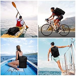 Schnorchelmasken 5113t2j67vL. SS300 100% Wasserdicht: Aus strapazierfähigem hochfestem PVC & Reißverschlüsse und gut verschlossen durch Heißpressen, die die obere Öffnung 3-4 mal und fixieren mit dem Gurtband vollständig wasserdicht Roll ist alles ideal Ihre Einzelteile trocken zu halten An .. ideal Rucksack für Kajak, Rudern, Rafting, Camping, Angeln und vieles mehr.
Wissenschaftliche Struktur: Innen mit verdicktem Fach für einen 14-Zoll-Laptop. Drei wasserdichte Außentaschen mit Reißverschluss bieten Platz für kleine Gegenstände wie Handy und Brieftasche, sind sicher und trocken.
Möglichkeiten anzupassen: Zum einen die obere Öffnung 3-4mal aufrollen und es gibt 3 Möglichkeiten, um die Öffnung zu justieren: 1- Setzen Sie die beiden Enden in die entsprechende Schnallen an der Seite jeweils ein und befestigen den mittleren Gurtband Schnalle; 2 - Verbindung die beiden Enden der Öffnung und befestigen der Schnalle; 3- Directly verknüpfen und die mittlere Gurtband Schnalle befestigen