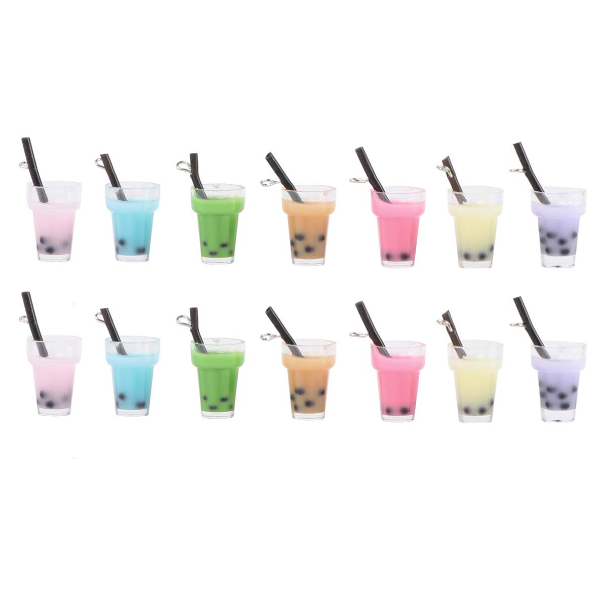 Healifty 14pcs Milk Tea Dangle Earrings Keychain Charm Jewelry Gift for DIY Earrings Keychain Gift Mixed Color