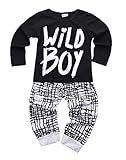 Newborn Baby Boys Clothes Wild Boy Letter Print T-Shirt Tops and Pants Outfits Set Autumn Winter