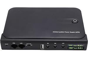 WALFRONT DC Battery Backup Mini UPS for Router Camera Modem 36W, Uninterruptible Power Supply with USB LAN POE Output, Real T