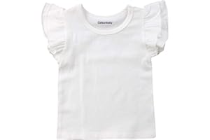 CALSUNBABY Infant Toddler Baby Girl Top Basic Plain Ruffle T-Shirt Blouse Casual Clothes