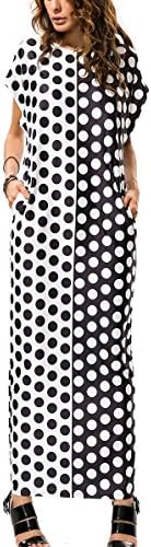 Wiwish Women's Summer Casual Polka Dot Loose Pocket Long Dress Short Sleeve Maxi Dresses