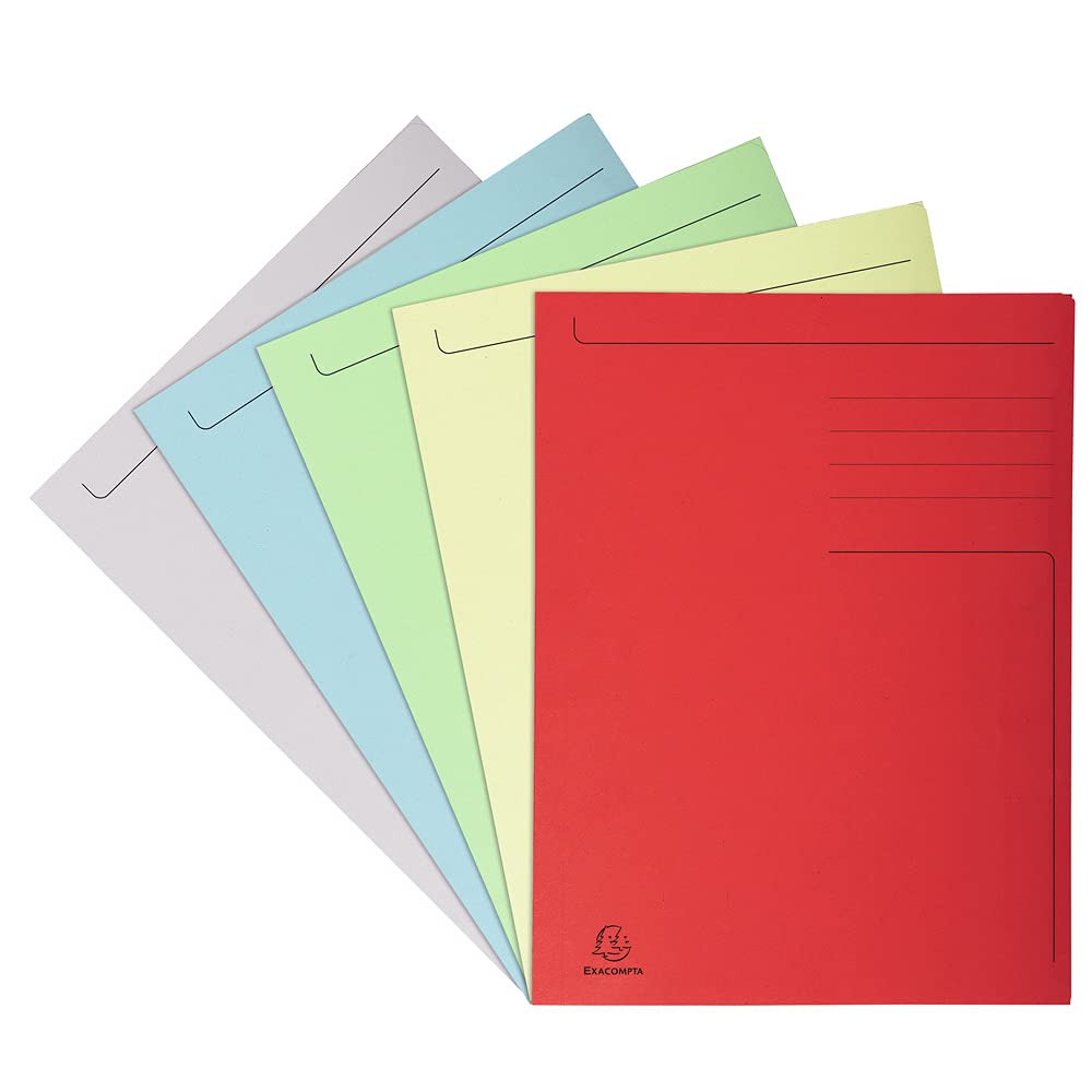 Exacompta - Ref 448000E - Forever Collection - Pre-Printed 3-Flap Folder - 245 x 320mm in Size, Suitable for A4 Documents, Recycled 280gsm Card - Assorted Colours (Pack of 10)