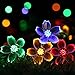 SEMILITS Solar Outdoor String Lights 50LED Flower Shaped Christmas Lights for Patio Garden Decoration Multi Color