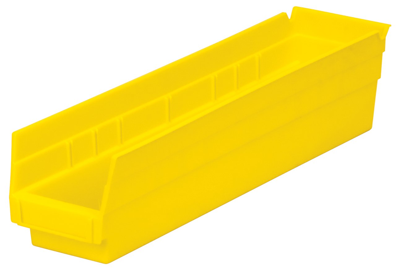 Akro-Mils 30128 18-Inch by 4-Inch by 4-Inch Plastic Nesting Shelf Bin Box,Yellow, Case of 12