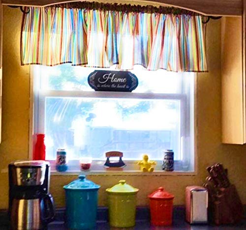 Fiesta Stripes Valance Cotton Window Curtain Treatment 43W x 15L
