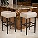 Christopher Knight Home Laramie Backless Linen Counterstools with Brass Nailhead Studs, 2-Pcs Set, Beige