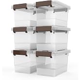 WYT Clear Storage Latch Box, 6 Pack Storage Organizer Bins with Latching Handle and Lids, 3.5 Quart