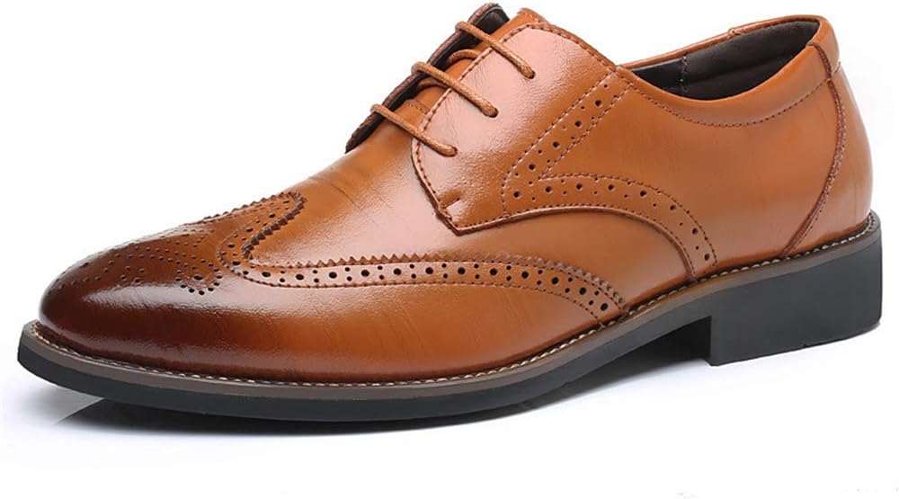 edv0d2v266 Men's Business Leather Shoes Pointed Toe Lacing-up Dress Wedding Formal Shoes