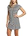 Meaneor Women's V Neck Stripped Lace Up Short Sleeve A-Line Swing Mini Dress Top