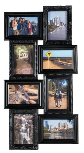 Melannco 8-opening collage frame, black, 27-inch-by-14.25-inch