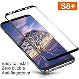 Galaxy S8 Plus Screen Protector, ALCLAP [2-PACK] S8+ Tempered Glass Full Coverage Film 3D Curved HD Clear Shield Anti-Bubble Screen Protector Lifetime Replacement for Samsung Galaxy S8 Plus - Black