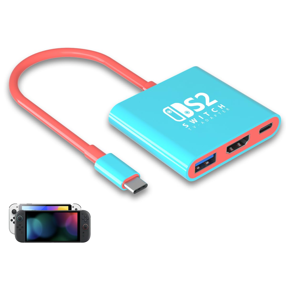 PURBHE TV Docking Station for Nintendo Switch 2 and 1 and Steam Deck, Support TV Dock Mode, Portable HDMI Adapter Accessories for Nintendo Switch 1 and OLED and 2 Dock