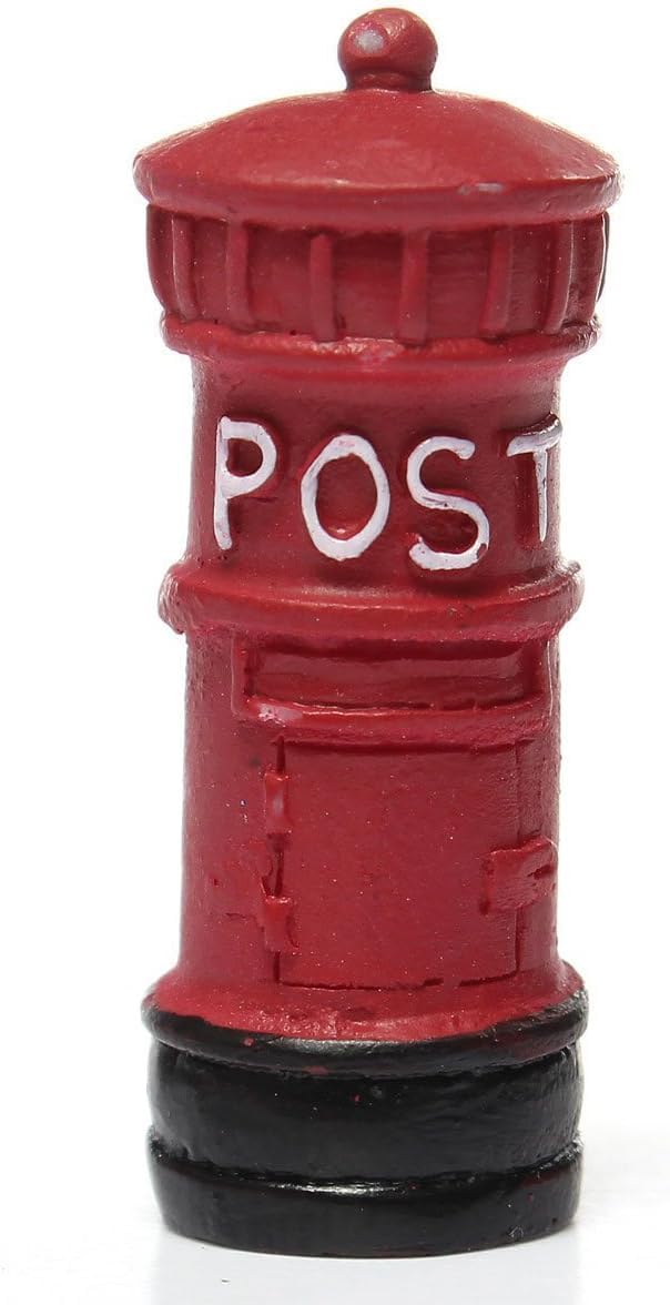Red Miniature Retro Postbox Craft Dollhouse Decor Garden Fairy Ornament Flower Pot Plant Home DIY, Garden Décor