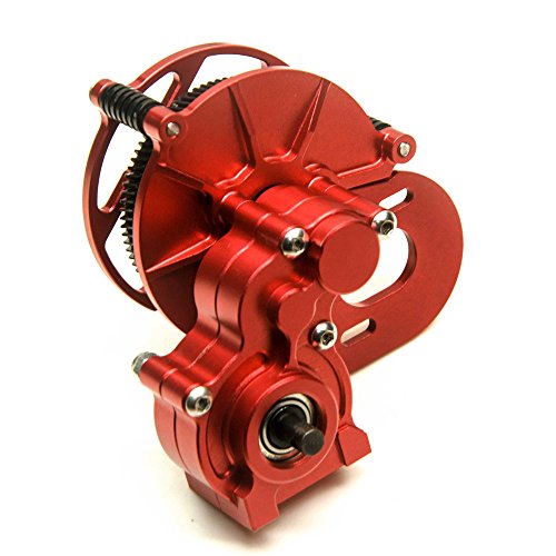 Aluminum Alloy Center Transmission Case /Gearbox with Helical Gear for 1/10 Axial SCX10 RC Crawler Car Red - Thumbnail 6