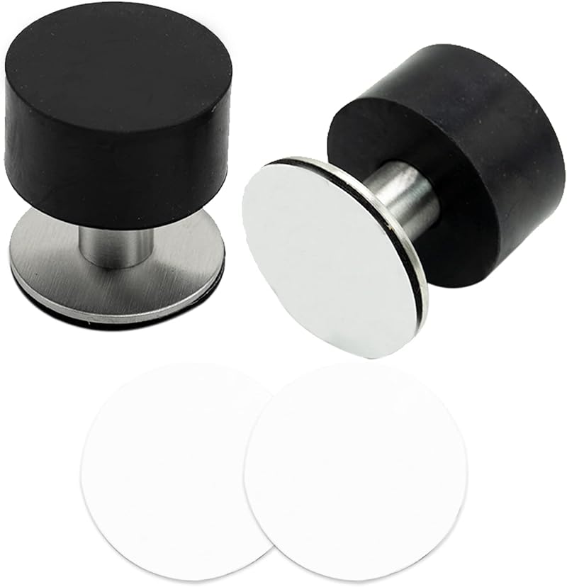 SZXMDKH 2pcs Black Stainless Steel Door Stops with Adhesive Stickers