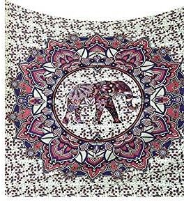 Colours of Rajasthan Mandala wall hanging hippie room tapestry bohemian style beach décor throw psychedelic indian art pure cotton hand printed double size mandala elephant purple