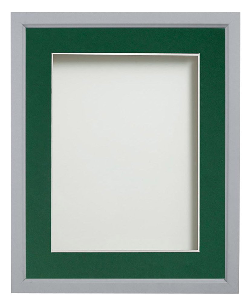 Frame Company Drayton Range 5x5-inch Grey Picture Photo Frame with Bottle Green Mount For Image Size 3.5x3.5-inch